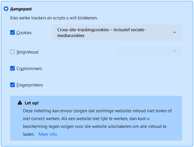 Firefox volginhoud uit zetten