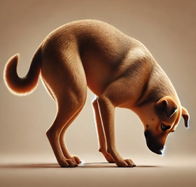 Hond met gebolde rug